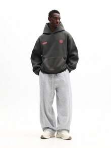 Quần nỉ SUMWON dáng rộng thoải mái với bo chun ở gấu quần, thích hợp mặc ở nhà và thư giãn cuối tuần. Màu trơn. - Màu Xám nhạt - Xem 4