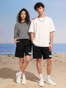 Manfinity VCAY 1pc Men's Knitted Casual Short Sleeve T-Shirt - White - View 4