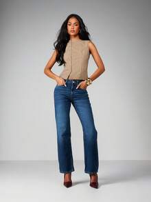 MISSGUIDED 无袖纽扣开襟针织背心，罗纹针织纹理，适合休闲叠穿 - 灰色 - 查看 4