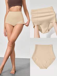 GLOWMODE 1 Pack Sculpt Fit High-Rise Waist Smoothing Effect Coverage Underwear Daily Casual - Beige - View 8