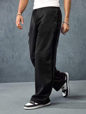 Street Life Pantaloni della tuta casual da uomo a gamba dritta con laccetto
