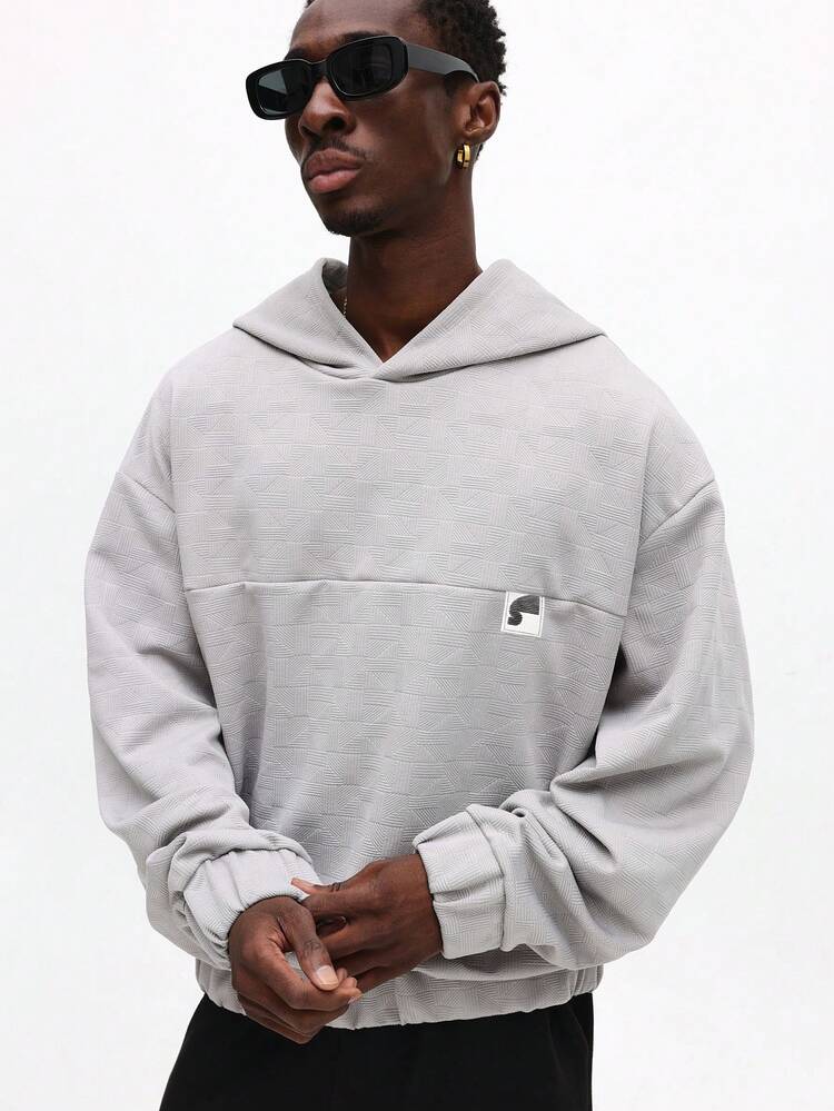 Textured Hoodie With Drawstring And Pocket