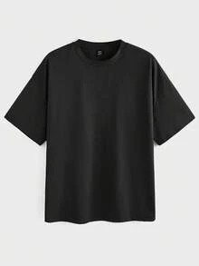 Manfinity VCAY 2pcs Men's Basic Casual Oversize High Street Vintage Style Knitted Fashion Daily Young Casual Men T-Shirts Halloween Ins Style Clean Fit Tee, Summer