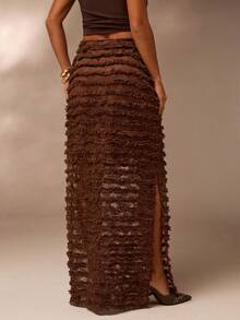 Glamine Women's Summer Fashion Sexy Lace Side 
Slit Skirt Brown Long Skirt Chocolate
 Bronze Dress Brown Wedding Guest Dress
 Chocolate Brown Dress Chocolate Brown 
Dress Elegant Dresses For Ladies