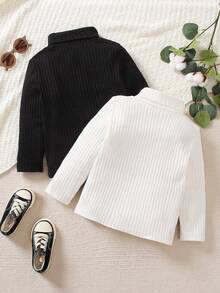 2件/套 幼儿男童舒适高领长袖休闲T恤 - 彩色 - 查看 2