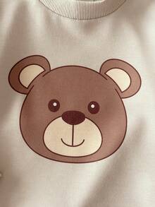 SHEIN Playful Pals 2pcs/Set Baby Boy Colorblock White Gray Green Crew Neck Long Sleeve Pullover Top And Solid Green Pants, Outfit Suitable For Outings, Casual Wear, Sports, And School