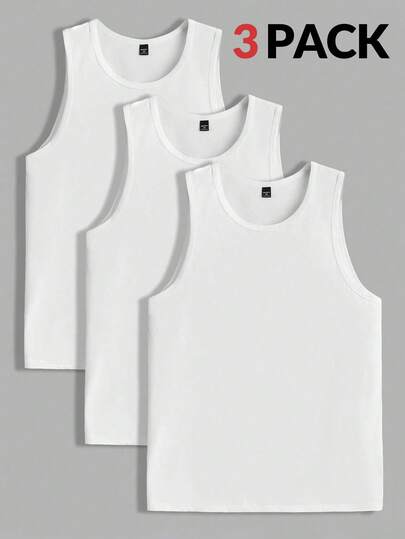 EASEVO Men's Plus Size Summer Solid Color Round Neck Casual Vest