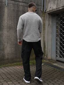 Artur Kramer Oversized Casual Couple Loose Knit Pullover Sweater With English Text, Minimalist Design, Warm For Autumn/Winter, Unisex