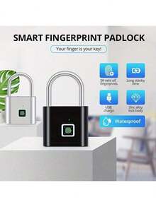 Compact Smart Fingerprint Padlock - IP56 Waterproof, Keyless Security, USB Rechargeable, Lightweight Aluminum - Ideal For Luggage, Briefcases And Backpacks