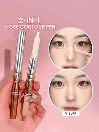 SHEGLAM ファインライン 2イン1 ノーズコントゥア&ハイライトペンバフ 2色コントゥアスティック べたつかず長持ちするナチュラルハイライター デュアルユース マルチユース スカルプト 細かい線を滑らかにする クリーミーなコントゥア ノーズシャドウ ブランド ビューティー メイクアップ 化粧品 女性と女の子とギャルのための 完璧な秋と冬に理想的な Y2K おしゃれなファッション 誕生日クリスマス に適した プレゼント パーティー 準備 フェイスペイント 最高のカラー