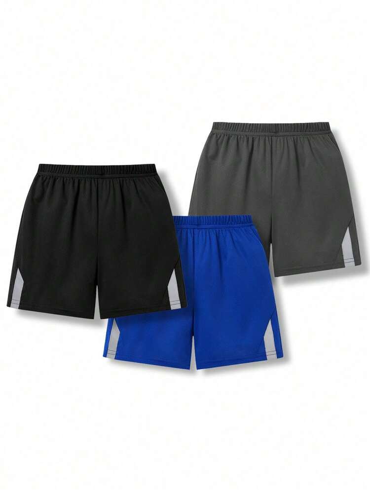 3pcs Knitted Casual Solid Color Pleated Shorts Set