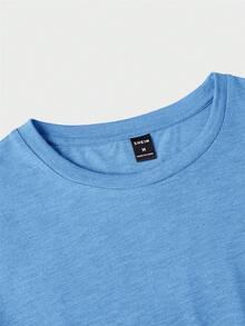 Manfinity VCAY 3 件男士圆领长袖简约针织 T 恤，休闲日常穿着 - 黑色 - 查看 3