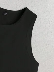 EASEVO 3 件套大码男士休闲纯色宽松背心，适合日常穿着，夏季 - 黑色 - 查看 4