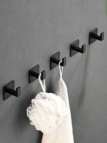 1pc Bathroom Adhesive Towel Hook, Wall Mount Robe Hanger, No Drilling Required Home Bathroom Decor Bathroom Organizer Summer