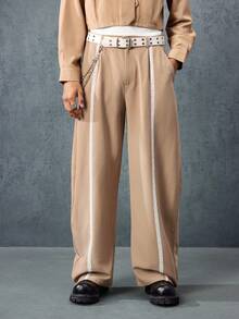 Casual 男士宽松休闲裤，带口袋 - 棕色 - 查看 4