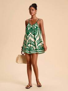 Travachic Vacation Printed Sleeveless Jumpsuit For Women - Green - View 4