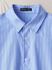 Manfinity VCAY 3pcs/Set Men's Woven Fashion Casual Striped Pocket Long Sleeve Shirts - Multicolor - View 6