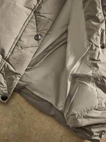 Anewsta Thick Long Hooded Quilted Women Jacket - Grey - View 6