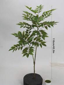 76/140cm Tropical Artificial Ficus Tree Fake Large Nandina Tree Branch Plastic Palm Tree Tall Green Banyan Plants For Home Garden Office Decor Without Pot - Green - View 6