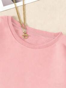 INAWLY 女士休闲套头衫，可爱时尚，百搭日常、运动装，秋冬、开学季，粉色系 - 珊瑚粉 - 查看 6