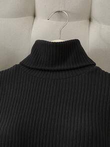 SHEIN Franclia 2件套 女士罗纹针织上衣+系带半身裙裤套装 - 黑色 - 查看 8