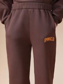 SUMWON Conjunto de sudadera con capucha y pantalón de chándal para niños SMWNCLUB Chándal con capucha - Marrón - Ver 5