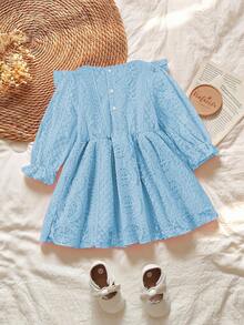 Vintaside Kids Baby Girls' Sweet Mesh Long Sleeve Loose Dress, Suitable For Outings, Parties And Gatherings, Spring/Autumn - Blue - View 2