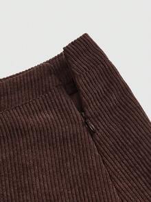 ROMWE Hippie Spring/Summer Carnival Party Casual Women's Fall Plain Simple A-Line Skirt, Casual Wear - Brown - View 4