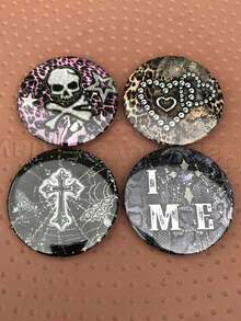 ROMWE Anime Rhinestone Cross, Skull, Bat, Leopard, Snake, Spider Web Brooch Pins, Suitable For Brazilian Carnival, Halloween, Day Of The Dead, Goth Style Accessories