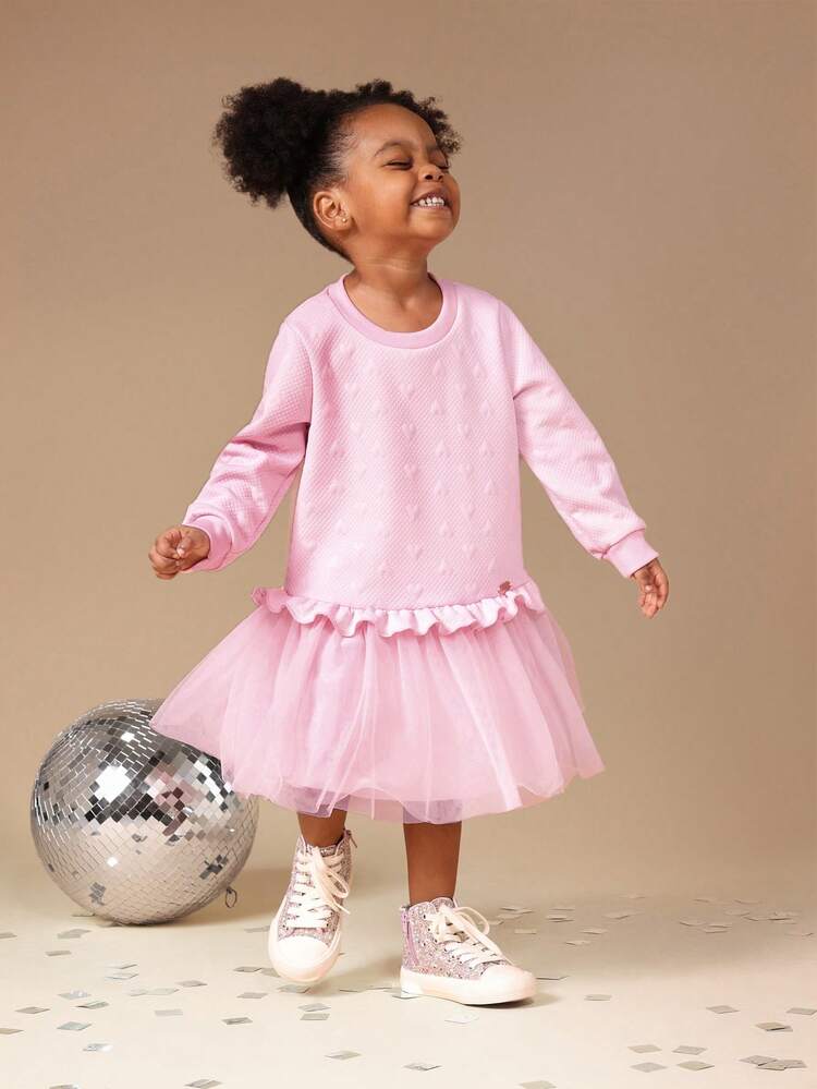 Vestido de manga larga con falda de tul