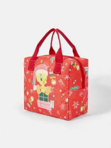 LOONEY TUNES X SHEIN Túi đựng cơm trưa bằng vải nhung kẻ nhiều màu, túi đựng cơm trưa phong cách học sinh, phù hợp cho nhân viên văn phòng và học sinh - Hoạt hình - Xem 6