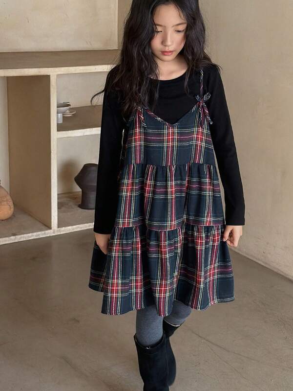 Dazy Kids Girls Plus Size Plaid Sleeveless Vest