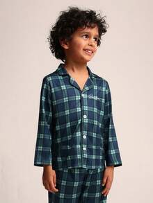 SUMWON Classic Long Sleeve Plaid Pajama Set With Button Down Top For Boys Sleepwear Nightwear For Casual And Vacation - Dark Green - View 4