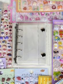 Juego de carpeta de anillas transparente Joivida M5, 10 fundas de doble cara, hojas de recambio, juego de cuaderno de anillas DIY, sello, pegatinas lindas, evento otaku, cuaderno de pegatinas, libro de pegatinas, estantería de pegatinas, recambio de libro de pegatinas, carpeta de pegatinas transparente - Multicolor - Ver 8
