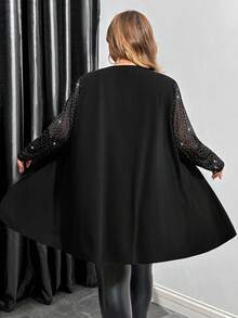 SHEIN CURVE+ Damska elegancka, swobodna marynarka w czarnym kolorze, idealna na wesele, jako strój dla nauczyciela, dojazd do pracy, na co dzień - Czarne - Zobacz 2