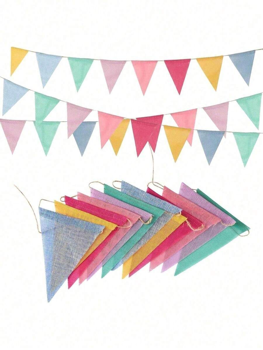 20条4.5米加厚亚麻可重复使用复古亚麻三角旗 - 生日装饰、圣诞节装饰、派对装饰、节日装饰、教室装饰、毕业典礼装饰、嘉年华装饰、万圣节装饰、周年纪念装饰