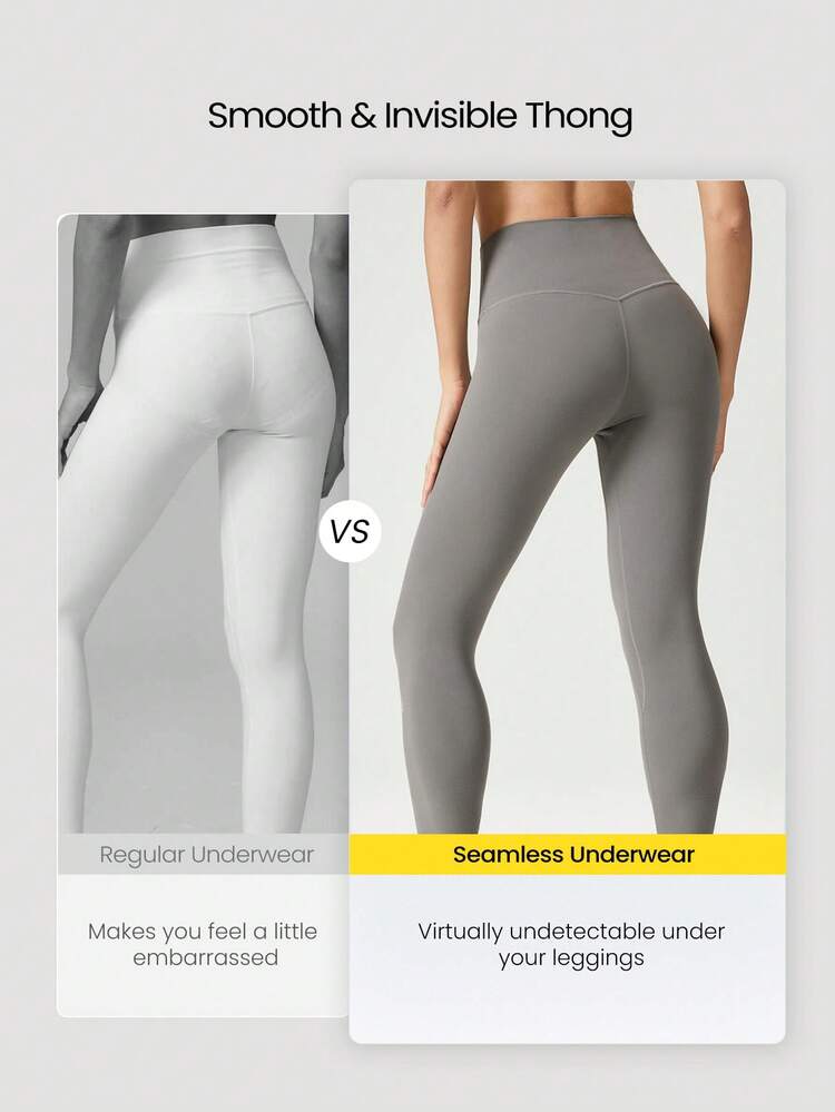 2 Packs Lightweight Breathable Sweat-Wicking Low-Waist Seamless No-Show Thong Underwear Daily Workout