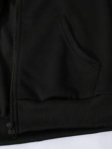 Sparklyn 3 件套青少年女孩休闲装，包括带马图案的连帽拉链运动衫、白色背心和松紧腰直筒裤，秋季 - 黑色 - 查看 7