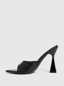 CUCCOO SZL 女士时尚尖头套脚高跟鞋，简约百搭纯色 - 黑色 - 查看 5