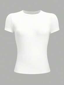 Camiseta para mujer estilo casual estampado club gráfico ajuste ceñido cuello redondo manga corta primavera verano uso diario - Blanco - Ver 2