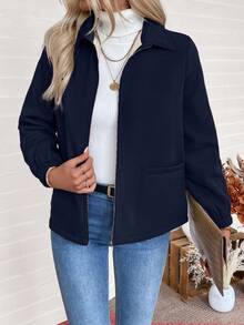 EMERY ROSE Christmas Women's Thermal Lined Zip-Up Long Sleeve Jacket, Autumn/Winter