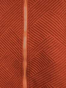 Comfylo Fashionable Casual Khaki Knit Jacquard Jacket, Suitable For Commuting/Winter - Brown - View 3