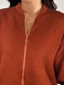 Comfylo Fashionable Casual Khaki Knit Jacquard Jacket, Suitable For Commuting/Winter - Brown - View 7