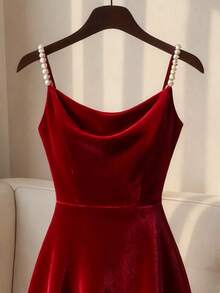 Franclia 新款秋季珍珠吊带优雅女士连衣裙