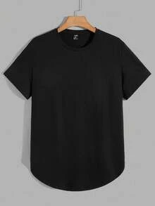 Manfinity VCAY 3pcs/Set Solid Color Men's Knitted Short Sleeve T-Shirt With Round Neckline, Summer - Grey - View 4