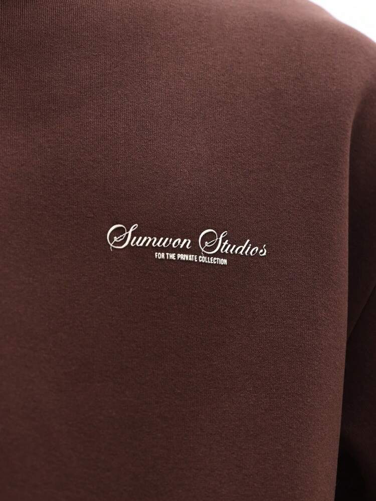 Quarter Zip Raised Neck Pullover Sweatshirt