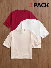 Manfinity Unisex Áo thun nam cổ tròn tay ngắn màu trơn, thường ngày, đa năng, mùa hè, đồ đôi - Nhiều màu - Xem 1