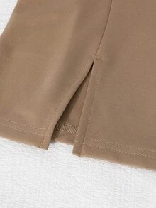 SHEIN Sparklyn 少女撞色长袖灯笼袖V领开衩衬衫及配套套装 - 彩色 - 查看 8