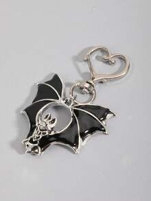 ROMWE Mặt dây chuyền móc khóa hình dơi phong cách Gothic cổ điển, móc khóa túi thời trang, quà tặng nhỏ độc đáo - Bạc - Xem 3