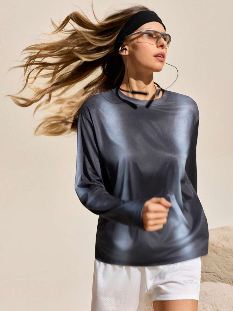 Exploreva Women's Casual Round Neck Long Sleeve Outdoor T-Shirt, Autumn - Black - View 1
